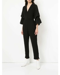 Черный комбинезон с рюшами от Roksanda