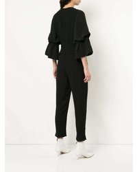 Черный комбинезон с рюшами от Roksanda