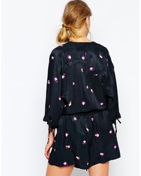 Черный комбинезон с шортами с цветочным принтом от See by Chloe