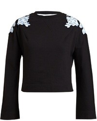 Черный короткий свитер с цветочным принтом от Carven