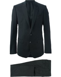 Черный костюм в вертикальную полоску от Dolce & Gabbana
