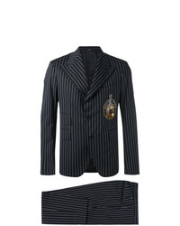 Черный костюм в вертикальную полоску от Dolce & Gabbana