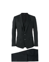 Черный костюм-тройка в клетку от Dolce & Gabbana