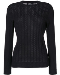 Женский черный кружевной вязаный свитер от A.P.C.