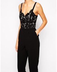 Черный кружевной комбинезон от Warehouse