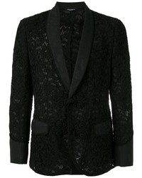 Мужской черный кружевной пиджак с цветочным принтом от Dolce & Gabbana