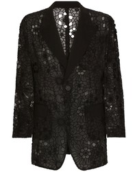 Мужской черный кружевной пиджак с цветочным принтом от Dolce & Gabbana