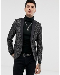 Мужской черный кружевной пиджак от Twisted Tailor