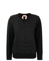 Женский черный кружевной свитер с круглым вырезом с вышивкой от N°21
