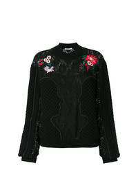Женский черный кружевной свитер с круглым вырезом с вышивкой от Vivetta