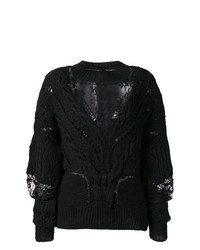 Женский черный кружевной свитер с круглым вырезом от Almaz