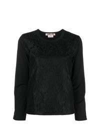Женский черный кружевной свитер с круглым вырезом от Comme des Garcons