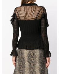 Женский черный кружевной свитер с круглым вырезом от Twin-Set