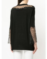 Женский черный кружевной свитер с круглым вырезом от Ermanno Ermanno