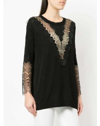Женский черный кружевной свитер с круглым вырезом от Ermanno Ermanno