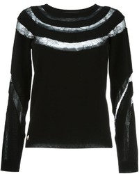 Женский черный кружевной свитер с круглым вырезом от Philipp Plein