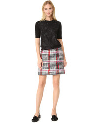 Женский черный кружевной свитер с круглым вырезом от Carven