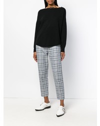 Женский черный кружевной свитер с круглым вырезом от Semicouture