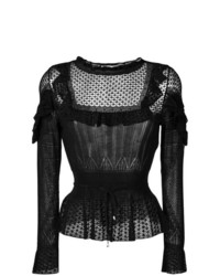 Женский черный кружевной свитер с круглым вырезом от Twin-Set