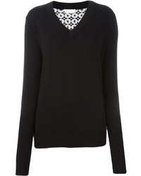Женский черный кружевной свитер с цветочным принтом от See by Chloe