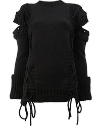 Женский черный кружевной свитер от Alexander McQueen