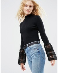 Женский черный кружевной свитер от Asos
