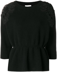 Женский черный кружевной свитер от Chloé