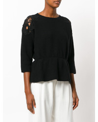 Женский черный кружевной свитер от Chloé