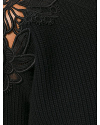 Женский черный кружевной свитер от Chloé