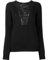 Женский черный кружевной свитер от Lanvin