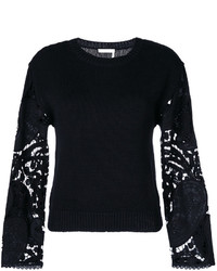 Женский черный кружевной свитер от See by Chloe