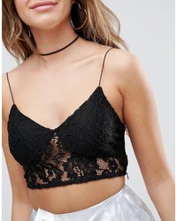 Черный кружевной укороченный топ от Asos