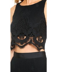 Черный кружевной укороченный топ от Miguelina