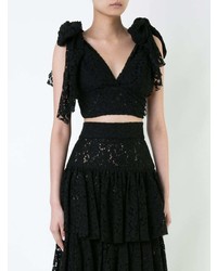 Черный кружевной укороченный топ от Bambah