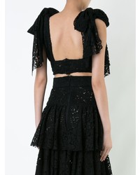 Черный кружевной укороченный топ от Bambah