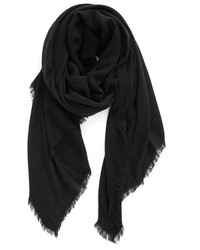 Черный легкий вязаный шарф