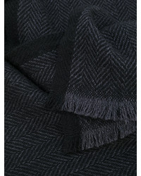 Мужской черный легкий шарф с узором зигзаг от Salvatore Ferragamo