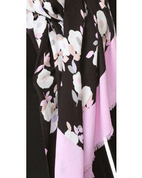 Женский черный легкий шарф с цветочным принтом от Kate Spade