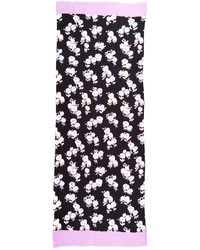 Женский черный легкий шарф с цветочным принтом от Kate Spade