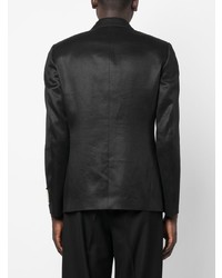 Мужской черный льняной двубортный пиджак от Lardini