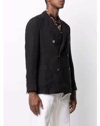 Мужской черный льняной двубортный пиджак от Boglioli
