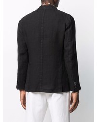 Мужской черный льняной двубортный пиджак от Boglioli