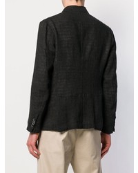 Мужской черный льняной двубортный пиджак от Barena