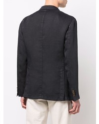 Мужской черный льняной двубортный пиджак от Boglioli