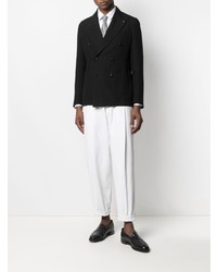 Мужской черный льняной двубортный пиджак от Tagliatore