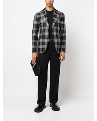 Мужской черный льняной пиджак в клетку от Tagliatore