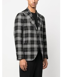 Мужской черный льняной пиджак в клетку от Tagliatore