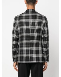 Мужской черный льняной пиджак в клетку от Tagliatore