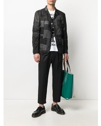 Мужской черный льняной пиджак в стиле пэчворк от Junya Watanabe