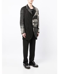 Мужской черный льняной пиджак в стиле пэчворк от Yohji Yamamoto
